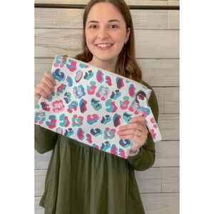 Large Spotted Tori Pouch White 12.5" × 9"